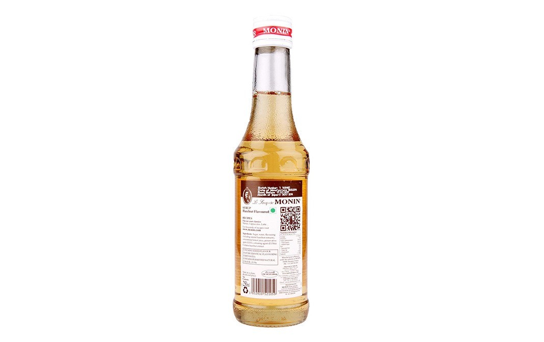 Monin Noisette, Hazelnut Syrup    Glass Bottle  250 millilitre